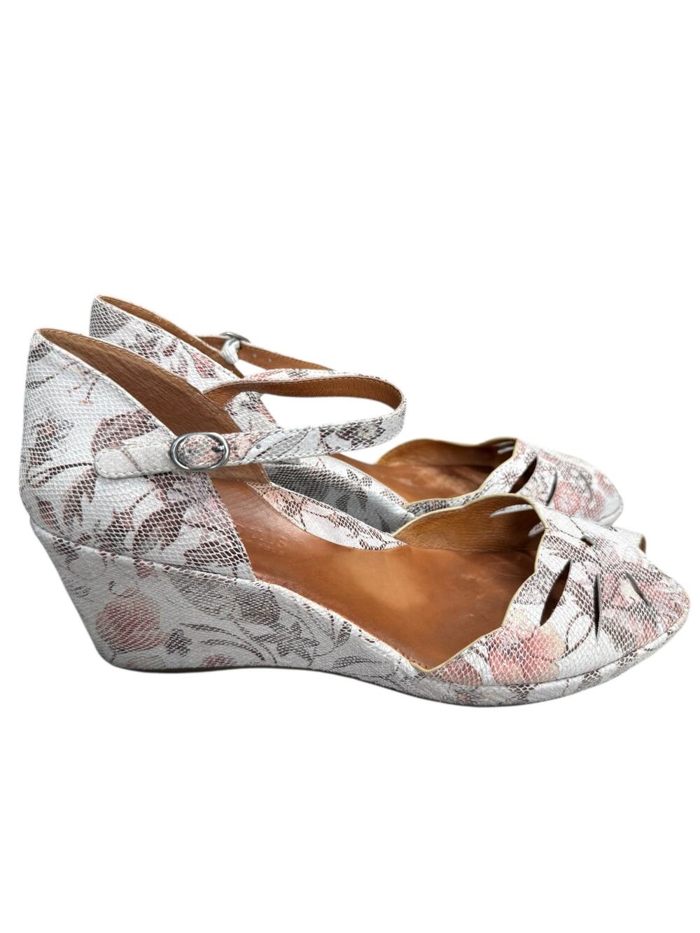 Gentle Souls Wedge Sandals Women 10 Pink Floral Spring